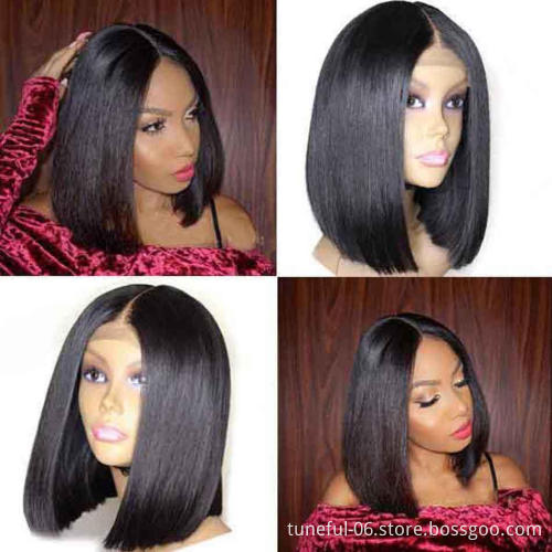 Tuneful fashion design 10inch peruvian human hair lace front closure short bob wig wholesale stw human bob wigs